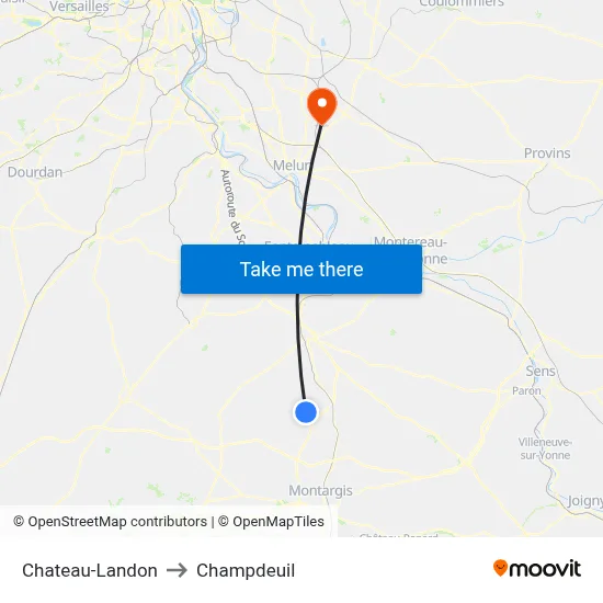 Chateau-Landon to Champdeuil map