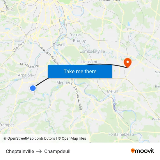 Cheptainville to Champdeuil map