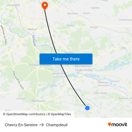 Chevry-En-Sereine to Champdeuil map
