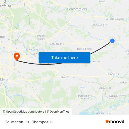 Courtacon to Champdeuil map