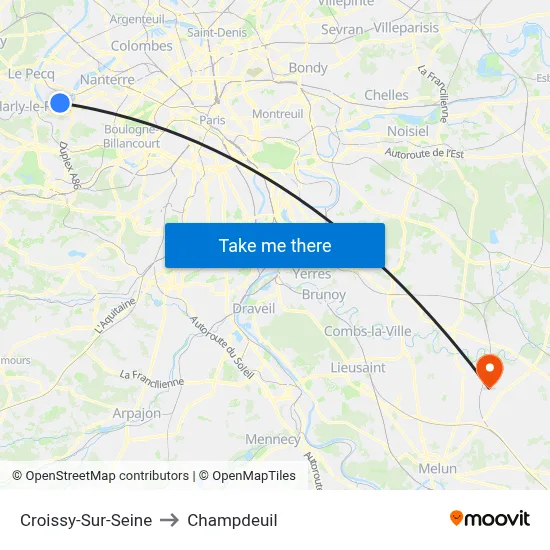 Croissy-Sur-Seine to Champdeuil map