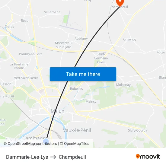 Dammarie-Les-Lys to Champdeuil map
