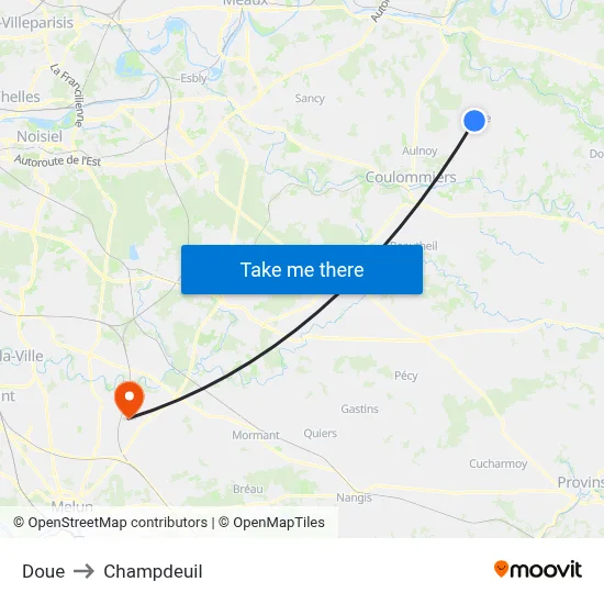 Doue to Champdeuil map