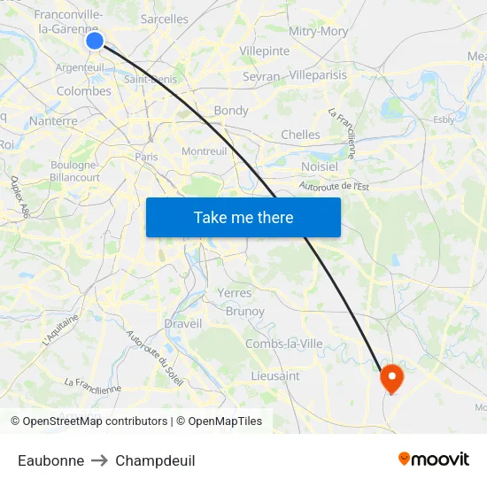 Eaubonne to Champdeuil map