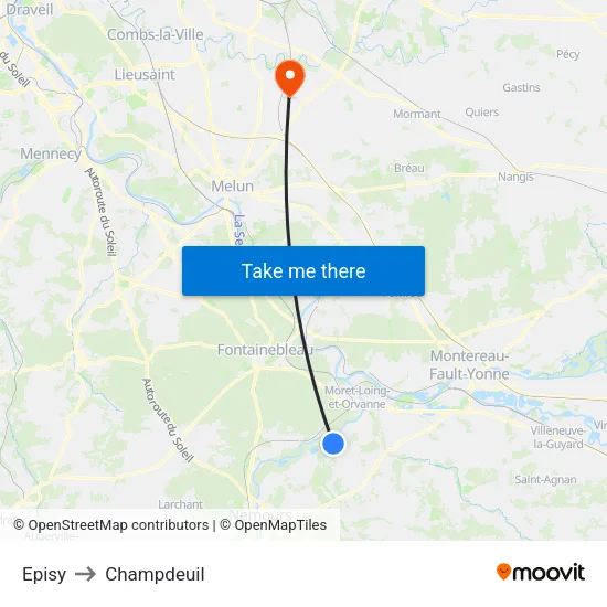 Episy to Champdeuil map