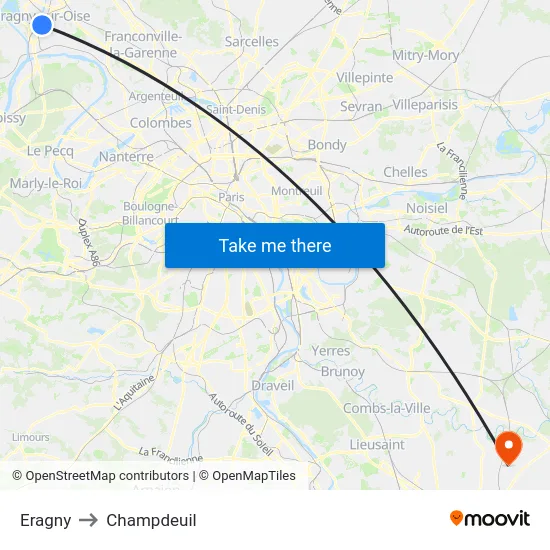 Eragny to Champdeuil map