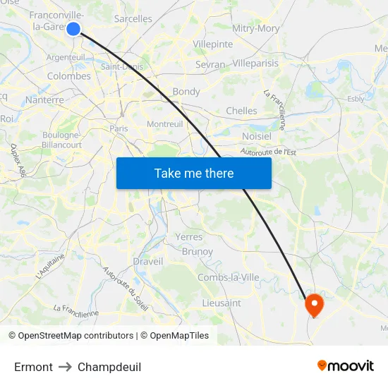 Ermont to Champdeuil map