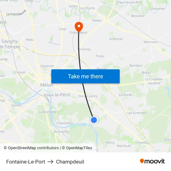 Fontaine-Le-Port to Champdeuil map