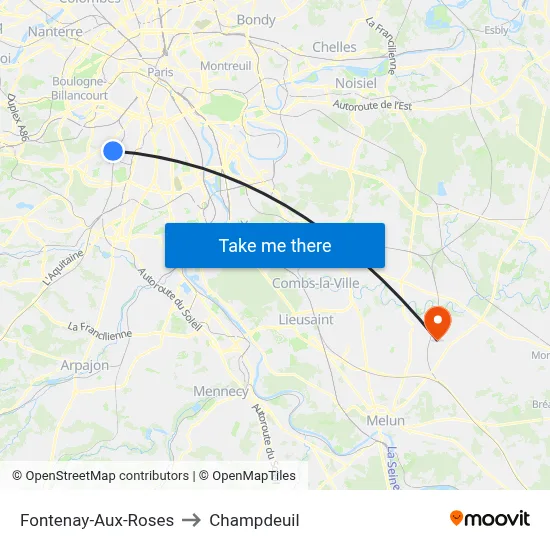 Fontenay-Aux-Roses to Champdeuil map