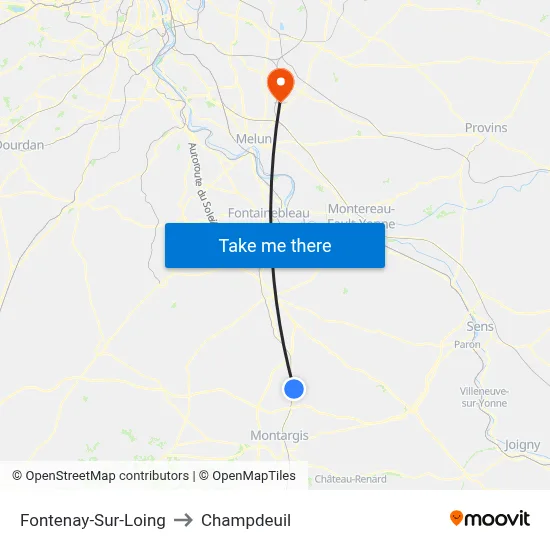 Fontenay-Sur-Loing to Champdeuil map