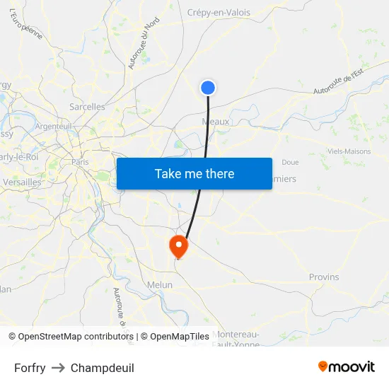 Forfry to Champdeuil map