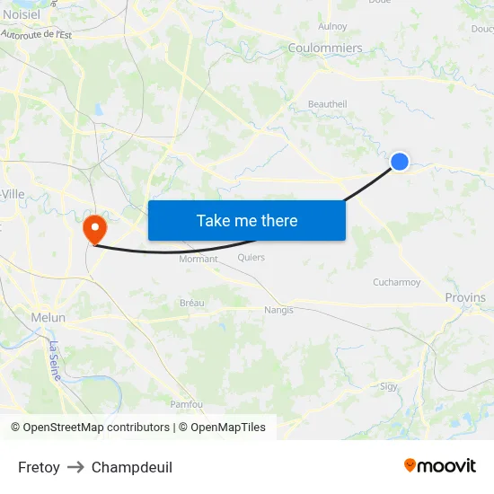 Fretoy to Champdeuil map