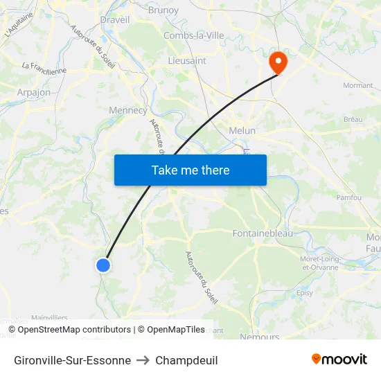 Gironville-Sur-Essonne to Champdeuil map