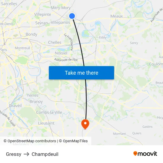 Gressy to Champdeuil map