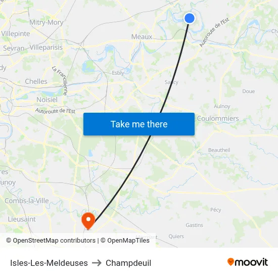 Isles-Les-Meldeuses to Champdeuil map