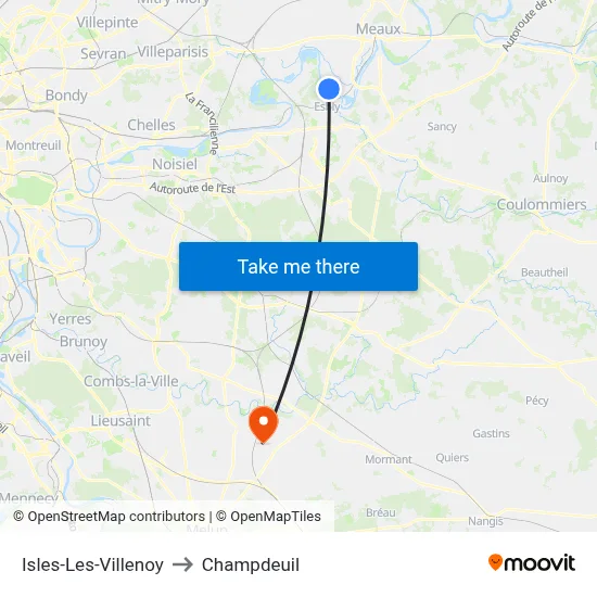 Isles-Les-Villenoy to Champdeuil map