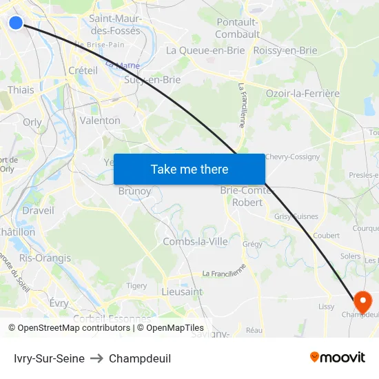 Ivry-Sur-Seine to Champdeuil map