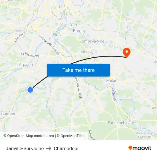 Janville-Sur-Juine to Champdeuil map