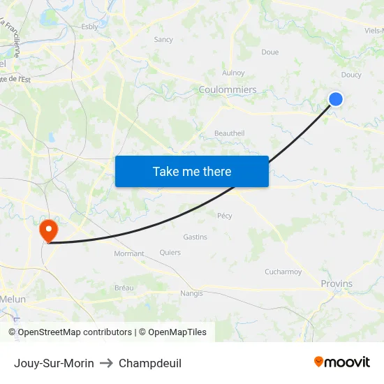 Jouy-Sur-Morin to Champdeuil map