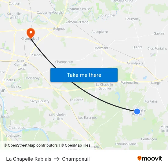 La Chapelle-Rablais to Champdeuil map