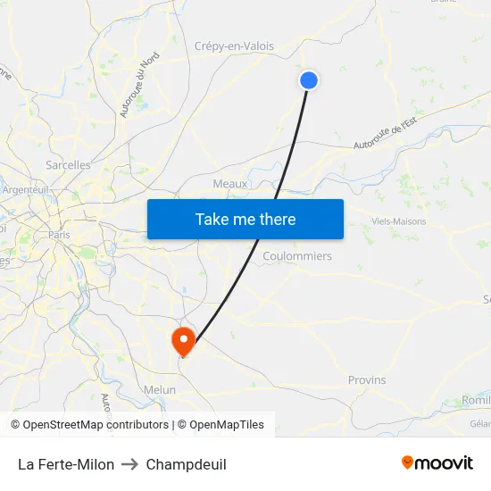 La Ferte-Milon to Champdeuil map