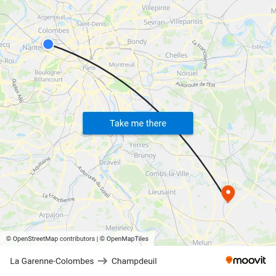 La Garenne-Colombes to Champdeuil map