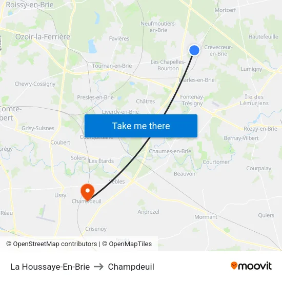 La Houssaye-En-Brie to Champdeuil map