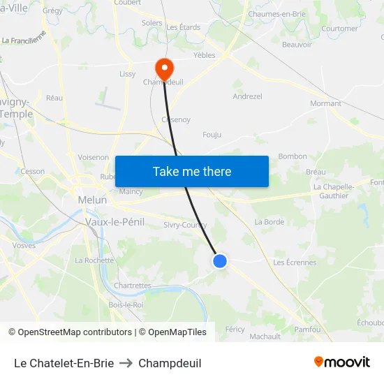 Le Chatelet-En-Brie to Champdeuil map