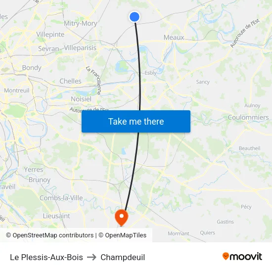 Le Plessis-Aux-Bois to Champdeuil map