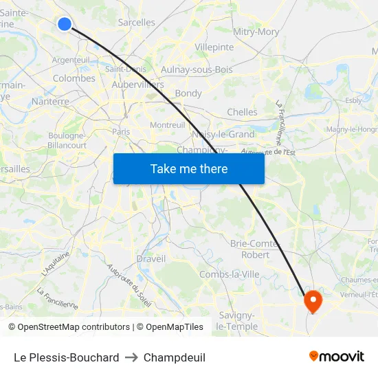 Le Plessis-Bouchard to Champdeuil map
