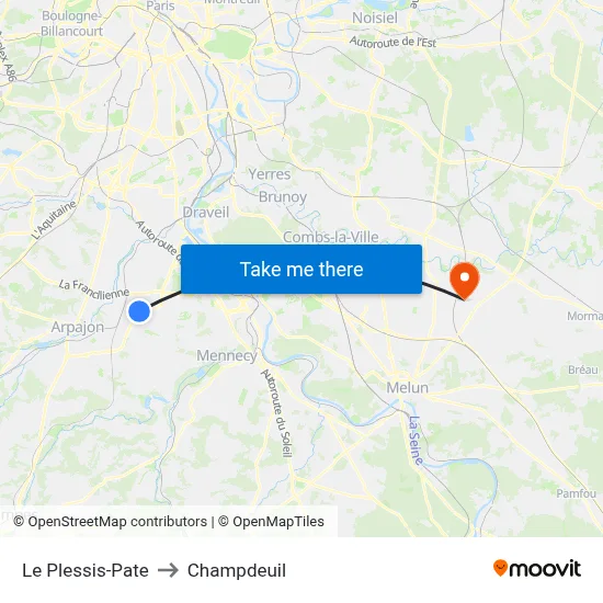 Le Plessis-Pate to Champdeuil map