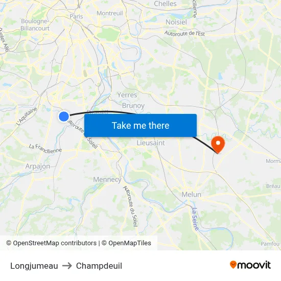 Longjumeau to Champdeuil map