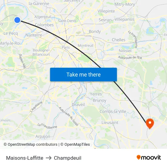 Maisons-Laffitte to Champdeuil map