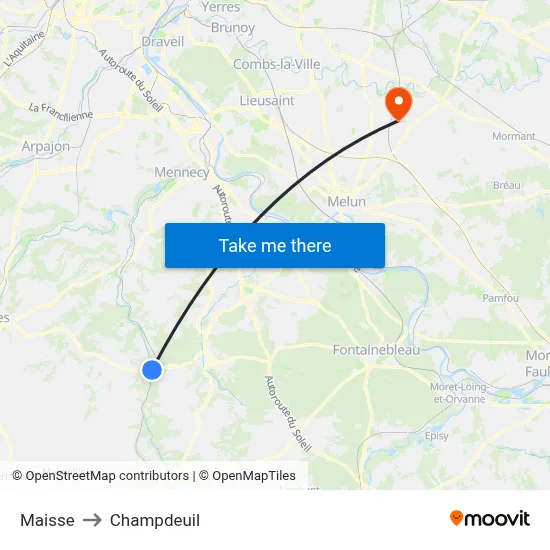 Maisse to Champdeuil map