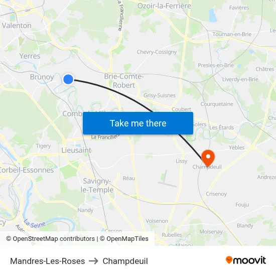 Mandres-Les-Roses to Champdeuil map