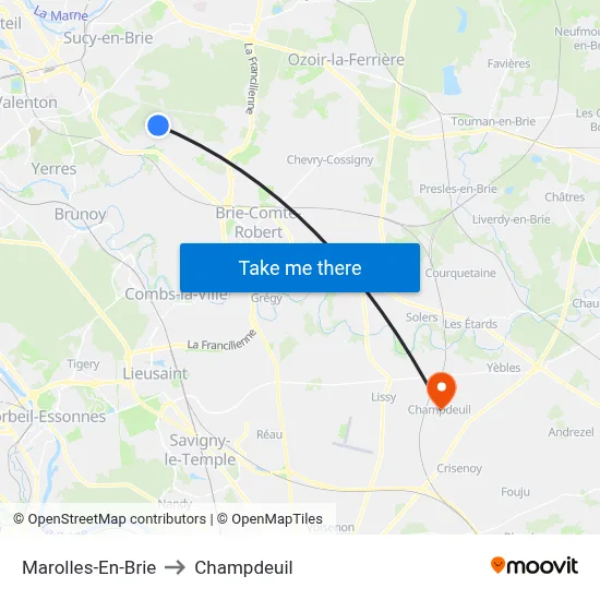 Marolles-En-Brie to Champdeuil map