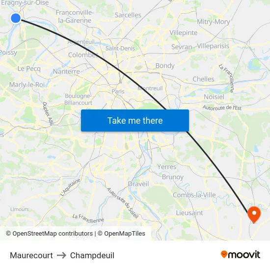 Maurecourt to Champdeuil map