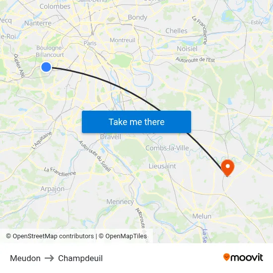 Meudon to Champdeuil map