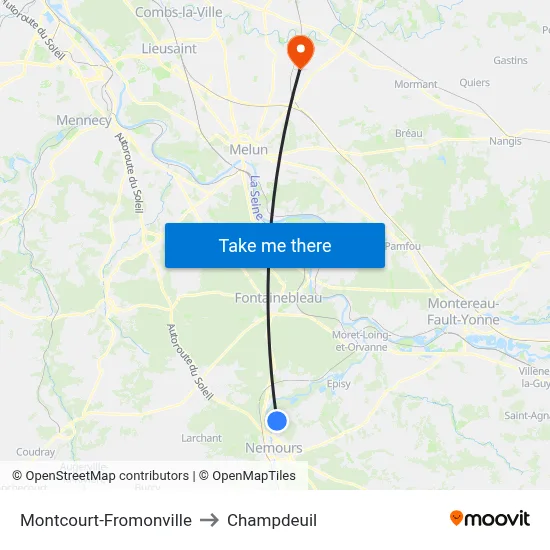 Montcourt-Fromonville to Champdeuil map
