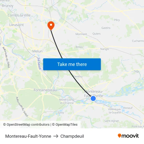 Montereau-Fault-Yonne to Champdeuil map