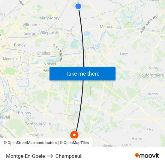 Montge-En-Goele to Champdeuil map