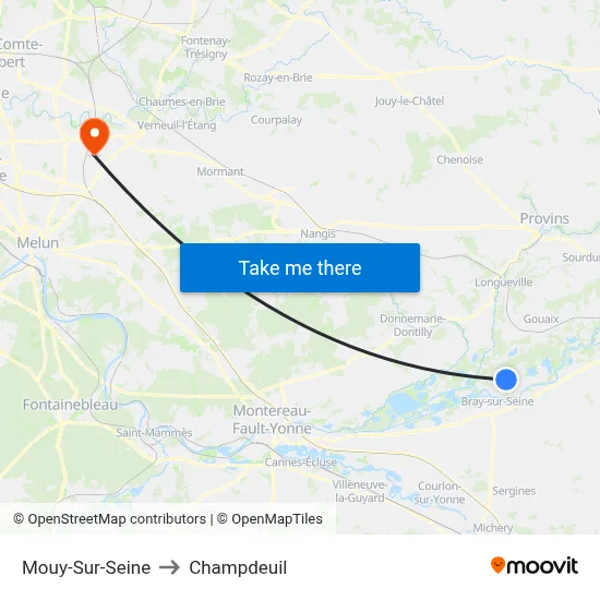 Mouy-Sur-Seine to Champdeuil map