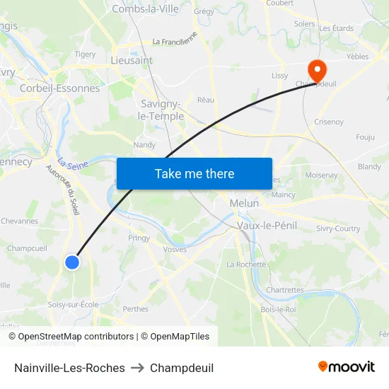 Nainville-Les-Roches to Champdeuil map