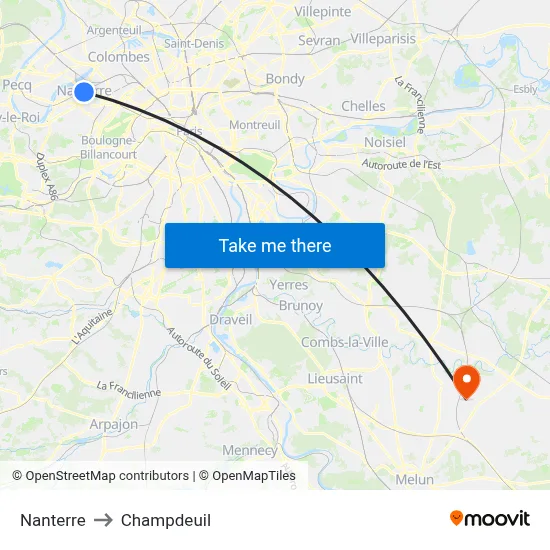 Nanterre to Champdeuil map