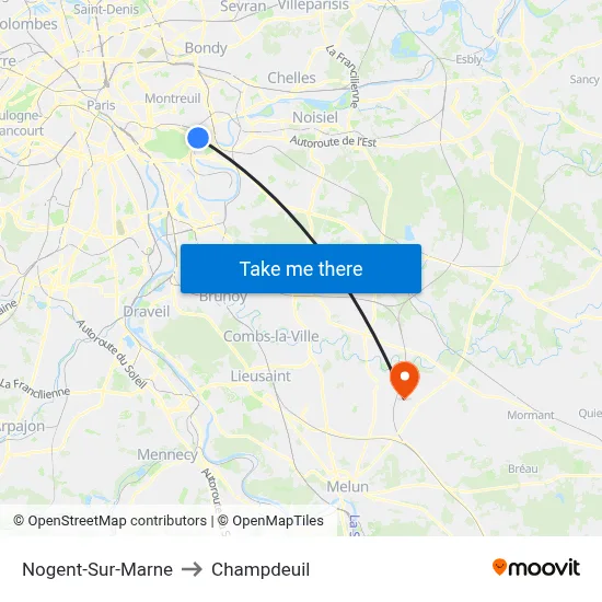 Nogent-Sur-Marne to Champdeuil map