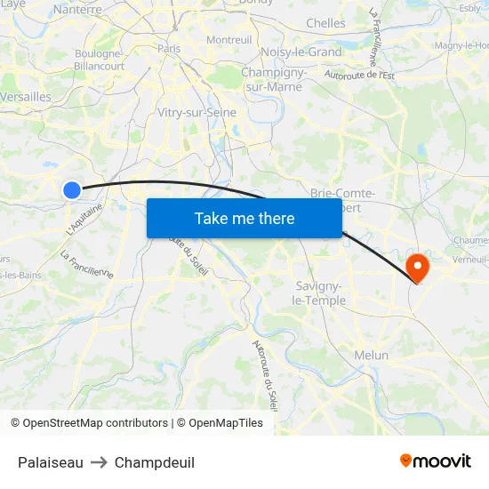 Palaiseau to Champdeuil map