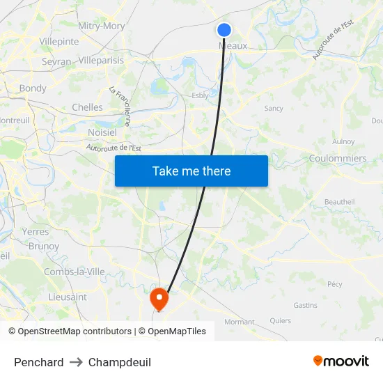 Penchard to Champdeuil map