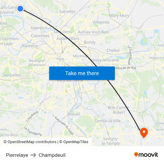 Pierrelaye to Champdeuil map