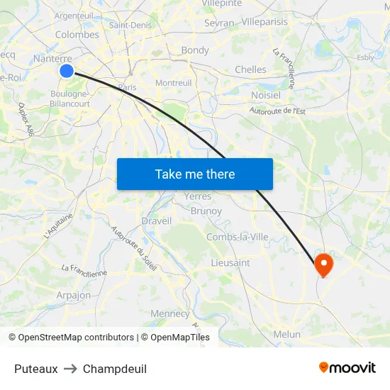 Puteaux to Champdeuil map