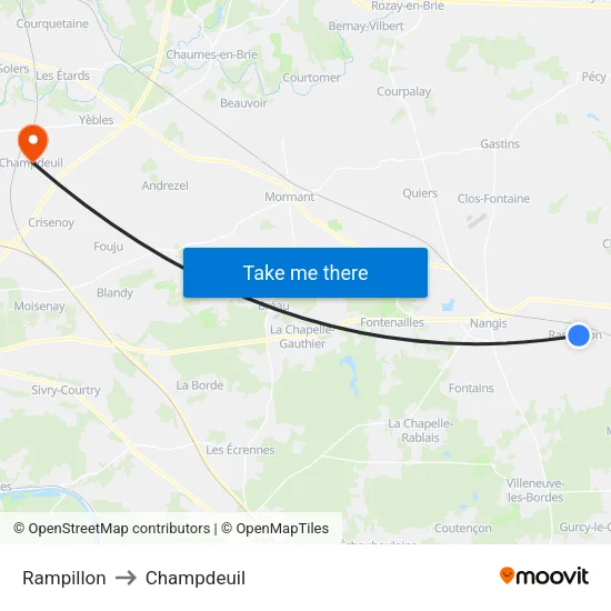 Rampillon to Champdeuil map